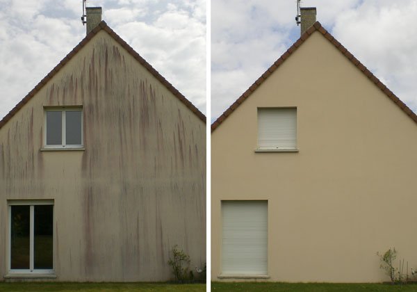 Avant et après rénovation d'une façade de maison