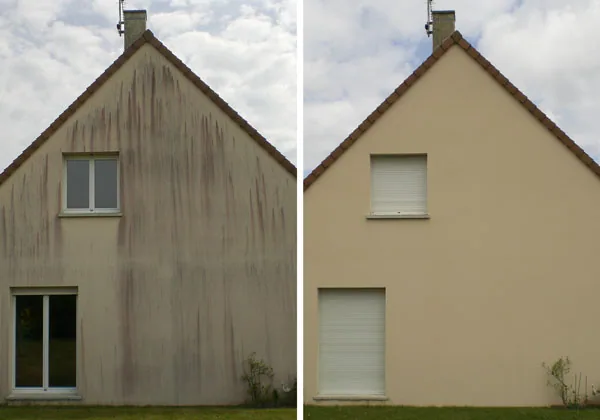Avant et après rénovation d'une façade de maison